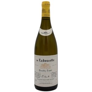Bottiglia di de Ladoucette Pouilly-Fumé 2015 con un'etichetta classica color crema che riporta in evidenza il nome del produttore "de Ladoucette", la denominazione "Pouilly-Fumé" e l'annata "2015" in piccolo. L'etichetta celebra l'anno 1605 con la scritta "1605 ANNO 1605" sul collo dorato della bottiglia e la dicitura "1605-2015" sull'etichetta principale, insieme a un simbolo musicale stilizzato.
