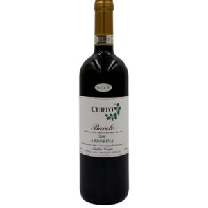 Bottiglia di Curto Marco Barolo Arborina 2020 con etichetta chiara che evidenzia il nome del produttore "CURTO" in grande, seguito dalla denominazione "Barolo Denominazione di Origine Controllata e Garantita", l'annata "2020" e il nome della vigna "ARBORINA". In basso è presente il nome "Nadia Curto" e l'indicazione "La Morra - Italia - PRODOTTO IN ITALIA". Un piccolo disegno stilizzato di foglie è presente sopra la scritta "Barolo". Un adesivo bianco con la scritta "TRIPLE A" è visibile sulla spalla della bottiglia.
