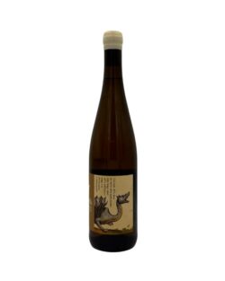 Retro bottiglia Musella Drago Bianco Garganega 2022 con etichetta descrittiva, varietà, annata e certificazioni biologiche.