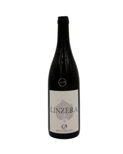 Bottiglia Eredi di Cobelli Aldo Linzera con etichetta minimalista, foglia di vite argentata e scritta "LINZERA".