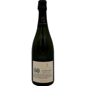 Bottiglia di spumante Casa Caterina 60 Extra Brut Blanc de Blancs con etichetta chiara che evidenzia il numero "60" in verde, il logo "Casa Caterina" in alto e la dicitura "EXTRA BRUT BLANC DE BLANCS".