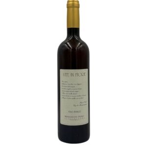 Bottiglia di Francesconi Paolo Vite in Fiore Vino Bianco Biologico con un'etichetta chiara che presenta in alto il nome della cuvée "VITE IN FIORE" sopra un breve testo descrittivo in italiano. In basso è presente la dicitura "VINO BIANCO" e il nome del produttore "FRANCESCONI PAOLO - ROMAGNA".