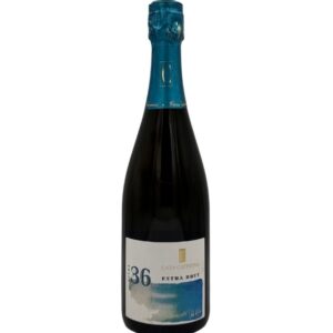 Bottiglia di spumante Casa Caterina 36 Extra Brut con etichetta chiara che evidenzia il numero "36" in blu, il logo "Casa Caterina" in alto e la dicitura "EXTRA BRUT".