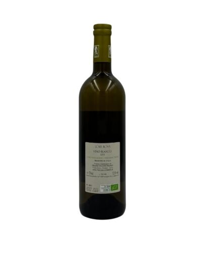 Retro della bottiglia di Francesconi Paolo Lòna Nòva Vino Bianco Biologico 2021 con etichetta descrittiva che include il nome