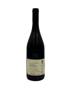 Bottiglia di Emilia Rosso frizzante secco biologico Aia delle Cinque Campi Cinque Campi Rosso 2023 con un'etichetta chiara che presenta il nome del produttore "Aia delle Cinque Campi" in piccolo, seguito dal nome della cuvée "Cinque Campi Rosso" in grande e dalla denominazione "Emilia Rosso Frizzante Secco Biologico" con l'annata "2023". È presente anche un breve testo descrittivo e un QR code.