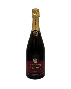 Faccoli Rosé Brut: etichetta bordeaux e oro, "FRANCIACORTA FACCOLI", "ROSÉ BRUT".