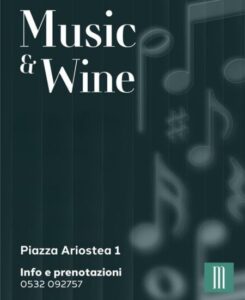 copertina con grafiche dell'evento music e wine di emporio san lorenzo, le note mmusicali rappresentano la musica che si terrà all'evento