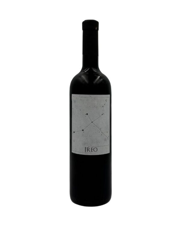 Bottiglia di vino bianco Ireo Bianco Provincia di Pavia IGT 2016 con etichetta chiara raffigurante una costellazione e la scritta "IREO".