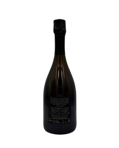 Retro Buvoli Blanc de Noirs Extra Brut: etichetta nera con "VINO SPUMANTE DI QUALITÀ BLANC DE NOIRS", 12.5% vol.