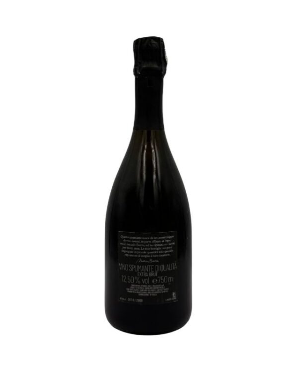 Retro Buvoli Extra Brut: etichetta nera con "VINO SPUMANTE DI QUALITÀ", 12.5% vol.