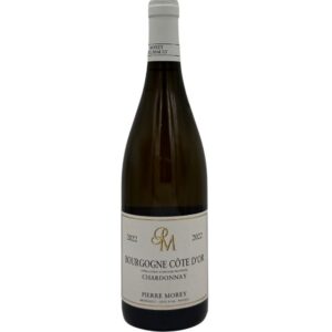Bottiglia di Bourgogne Côte-d'Or Chardonnay 2022 di Pierre Morey con etichetta chiara che evidenzia il nome del produttore "PIERRE MOREY", la denominazione "BOURGOGNE CÔTE D'OR" e la varietà "CHARDONNAY", insieme all'annata "2022".