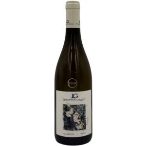 Bottiglia di Bourgogne Aligoté 2022 di Jérôme Galeyrand con etichetta chiara con un disegno stilizzato di una vite e la scritta "JÉRÔME GALEYRAND" in un riquadro, "ALIGOTÉ" in grande e l'annata "2022". Un piccolo adesivo nero con la scritta bianca "(Le Clos)" è presente sopra l'etichetta principale.
